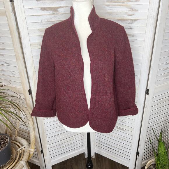 CIAO SPORT LTD VINTAGE Blazer Suit Jacket Shetland Wool Burgundy M Boxy Cropped - Picture 11 of 12